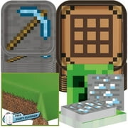 Minecraft Unique Minecraft Party Table Decorations Dinnerware Bundle - Officially Licensed Dinner, Dessert Paper Plates, Luncheon, Beverage Paper Napkins & Table Cover
