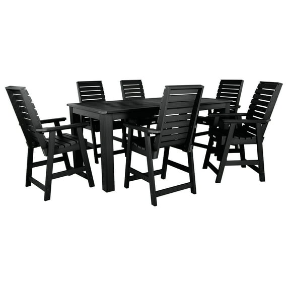 Highwood 7-pc Weatherly Dining Set - 42" x 84" Rectangle Table, Counter Height, Outdoor, Eco-friendly, Synthetic Wood