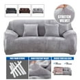 thumbnail image 3 of CHOK 2024 Housse de Chaise en Velours de Luxe Extensible Lavable Gris Argenté, 3 of 7