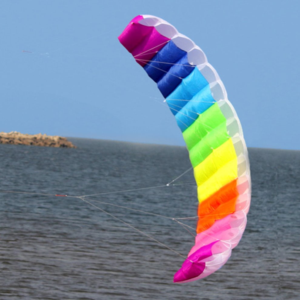 Rainbow Dual Line Flying Surfing Kite 2 7 Parachute Soft Para foil Huge Large O