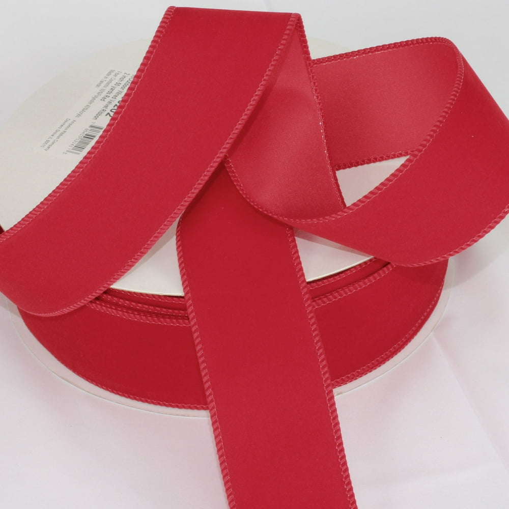Versatile Velvet Red Indoor/Outdoor Wired Craft Ribbon 2" x 50 Yards