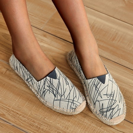 

ERTUTUYI Fashion Men s And Women s Convenient Striped Loafers Made Of Manual Linen Blue 38