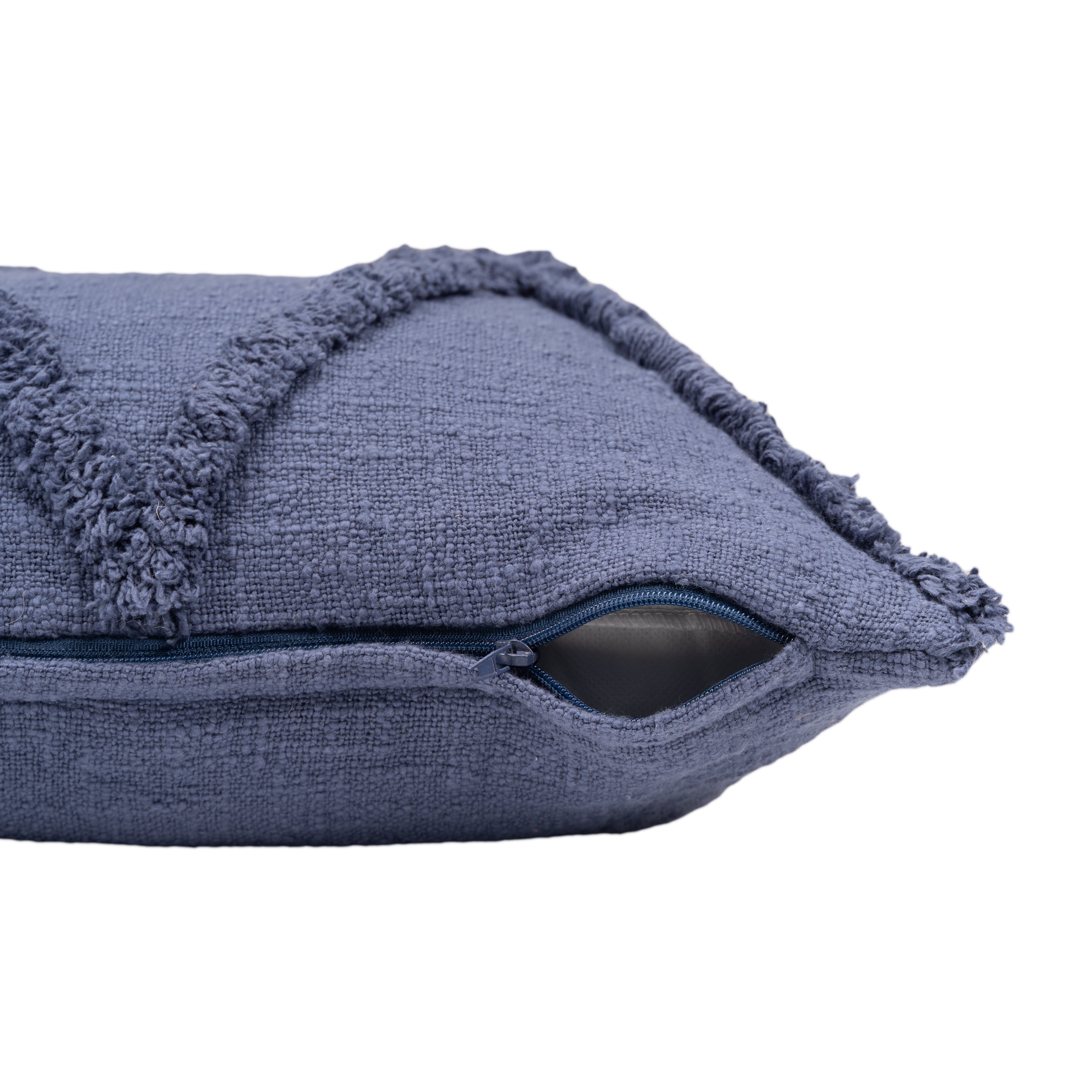 Ox Bay Sara Set of 4 Shag Diamond 18" x 18" Denim Cotton Adult Decorative Throw Pillow Covers