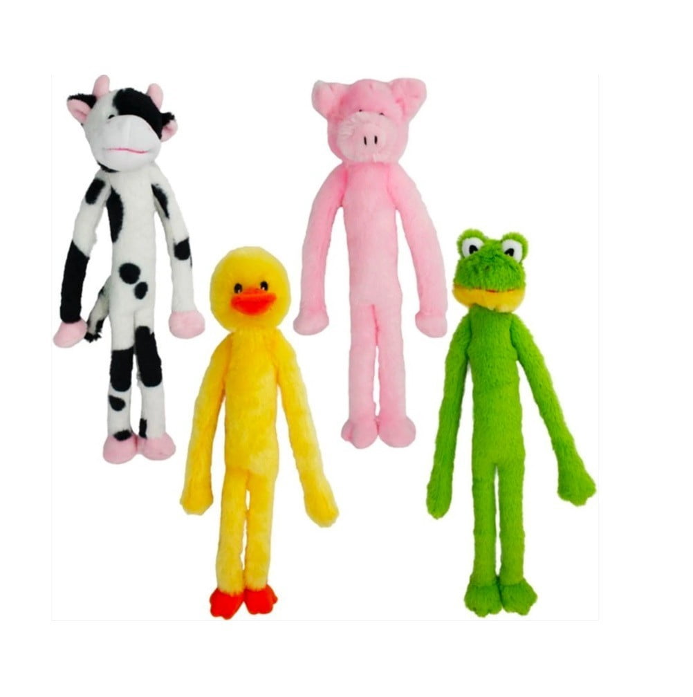 Large Extra Long Legs Over Sized Animal Dog Toy 27 inch Plush Multiple Squeakers (White and Black Cow)