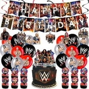Wrestling The Powerpuff Girls Themed Birthday Party Decoration Set, 36pc Includes Banner, Cake Toppers, Balloons, and Cupcake Decorations.