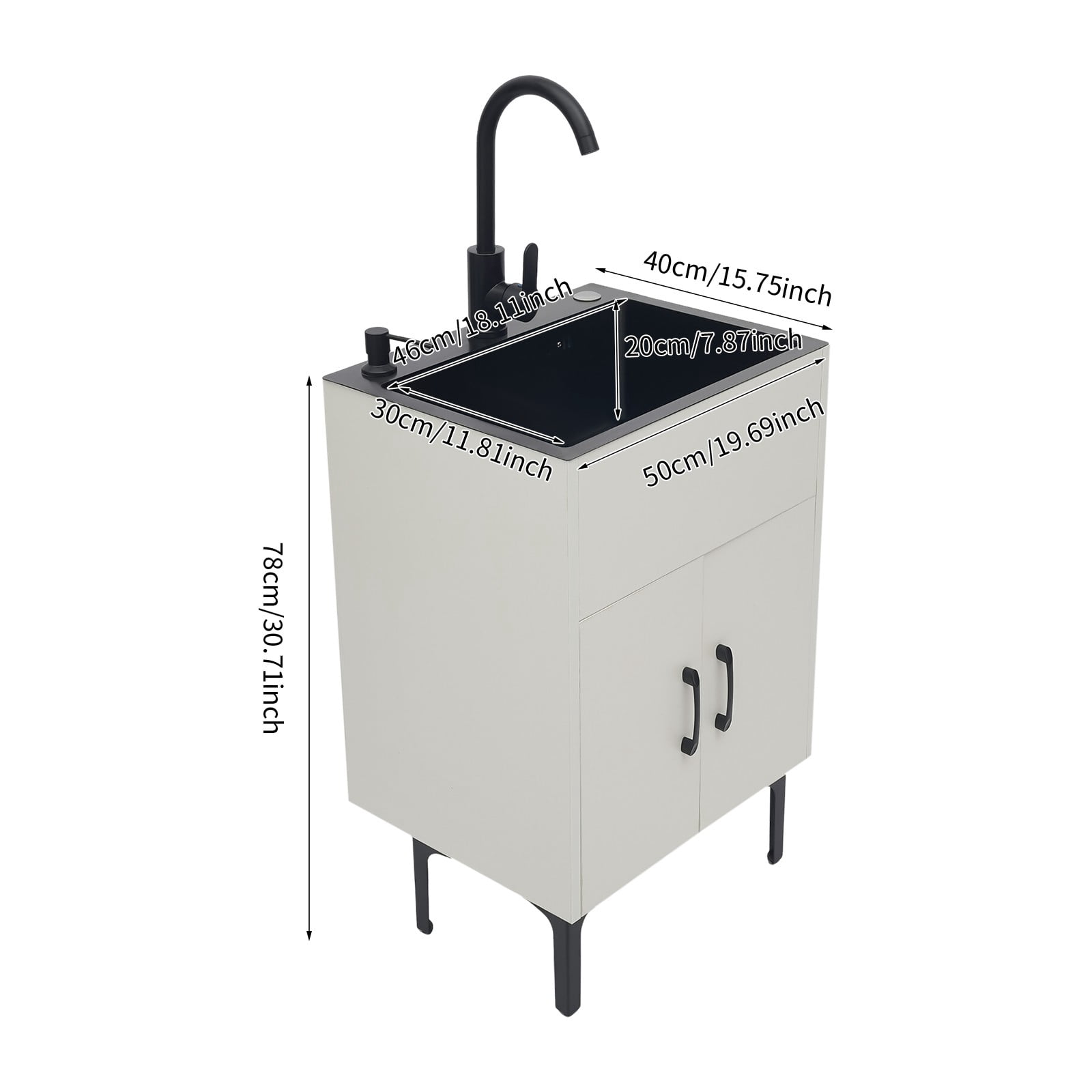 Freestanding Bathroom Sink Cabinet, 201 Stainless Steel, Solid Wood Construction, Nano Coating, Welding, Polishing Process, Perfect for Hotels, Restaurants, and Kindergartens