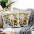 thumbnail image 3 of Outdoor Pillow Cover Blue Yellow Sunflower Set of 2 Waterproof Throw Pillowcases Retro Wreath Decorative Patio Furniture Pillows for Couch Garden Indoor & Outdoor Use, 3 of 9