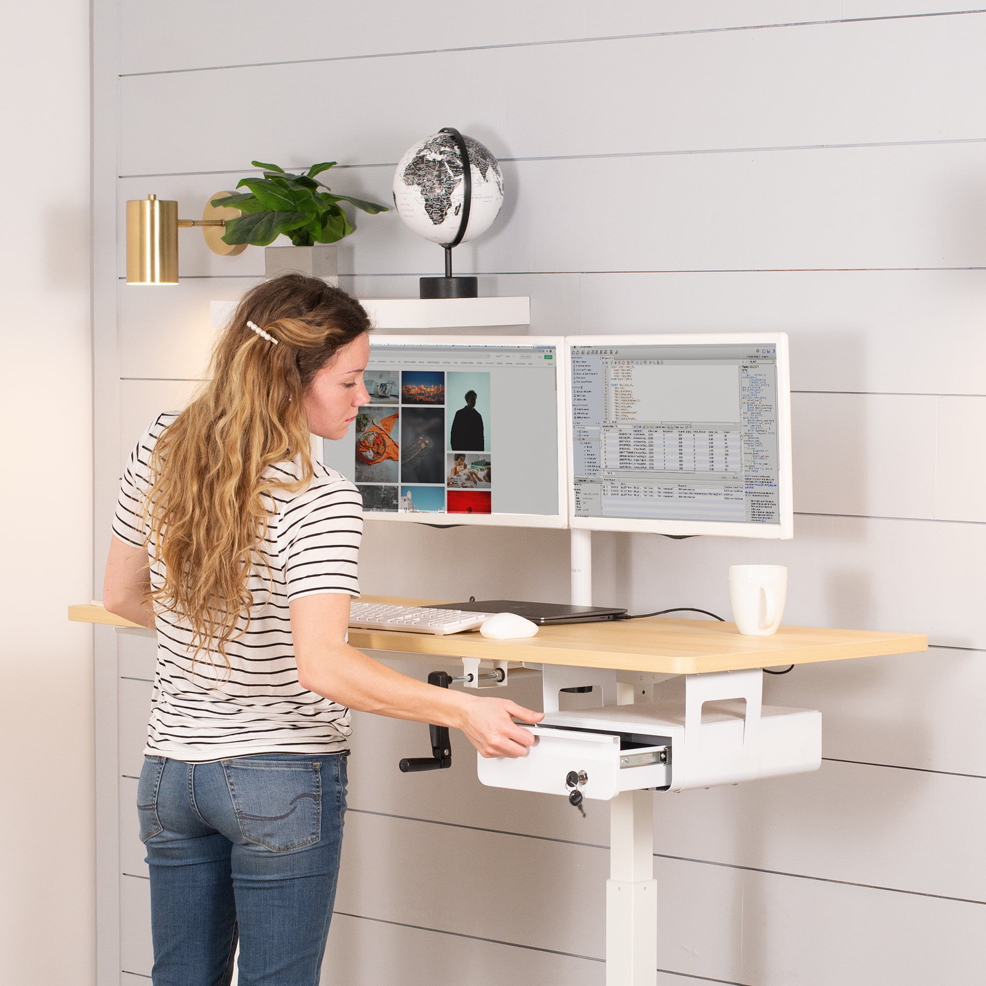 VIVO White Lockable Pull Out Under Desk Storage Drawer, Workspace Organizer