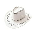 thumbnail image 1 of Suede Cowboy Hat Western Style Stylish Versatile with Three Eyelets on Each Side White, 1 of 8