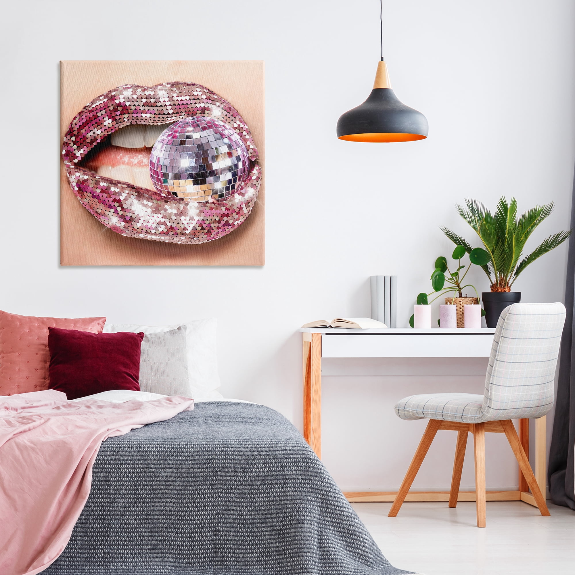Stupell Industries Biting Disco Ball Novelty Painting Gallery Wrapped Canvas Art Print Wall Art, 36 x 36
