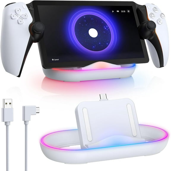 Charging Dock Station for Playstation Portal, Charger Stand for Ps Portal with RGB Light and USB C Charging Cable, Handheld Stand Holder for Playstation Portal
