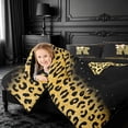 thumbnail image 3 of meiyoeat Gold Sparkle Monogram R Twin Comforter Sets,Leopard Glitter Bow Initial Print Bedding Set For Girl,Black Reversible,2pcs,1 Comforter and 1 Pillowcase, 3 of 7