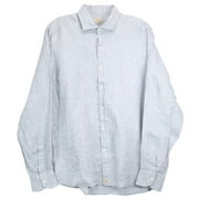 Sonrisa Men's Blue Chevron Chambray Silvery Luxury Shirt Dress - 44-17.5 (Xl)