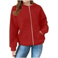 thumbnail image 2 of Casual Long Sleeve Tops for Teen Girls New Zip up Cardigan Sweatshirts for Teen Girls Oversized Long Sleeve Hoodies Casual Fashion Jackets with Pocket Red 5Y, 2 of 6