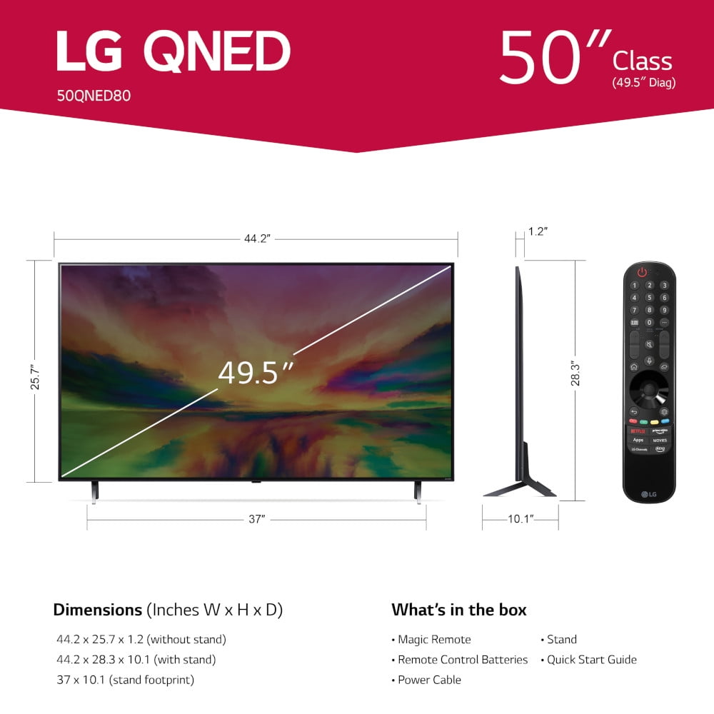 LG 50" Class QNED80 series LED 4K UHD Smart webOS 23 w/ ThinQ AI TV - 50QNED80URA