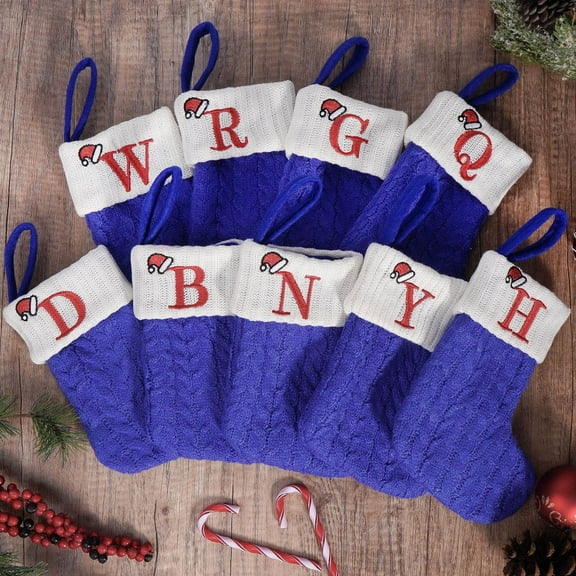 Mini Christmas Stockings Blue Present Bag with White Rims, Hanging Candy Bag Socks Christmas Tree Ornaments, Christmas Socks Decoration Gift Bag Snacks Home Decorations
