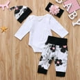 thumbnail image 4 of 4pcs Newborn Kids Baby Girl Floral Clothes Jumpsuit Romper Bodysuit Pants Outfit, 4 of 10