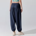 thumbnail image 7 of Harem Pants Women Loose Yoga Boho Clothes with Pockets Drawstring Wide Leg Elastic Bottom Lounge Palazzo Pant (S, Navy), 7 of 7