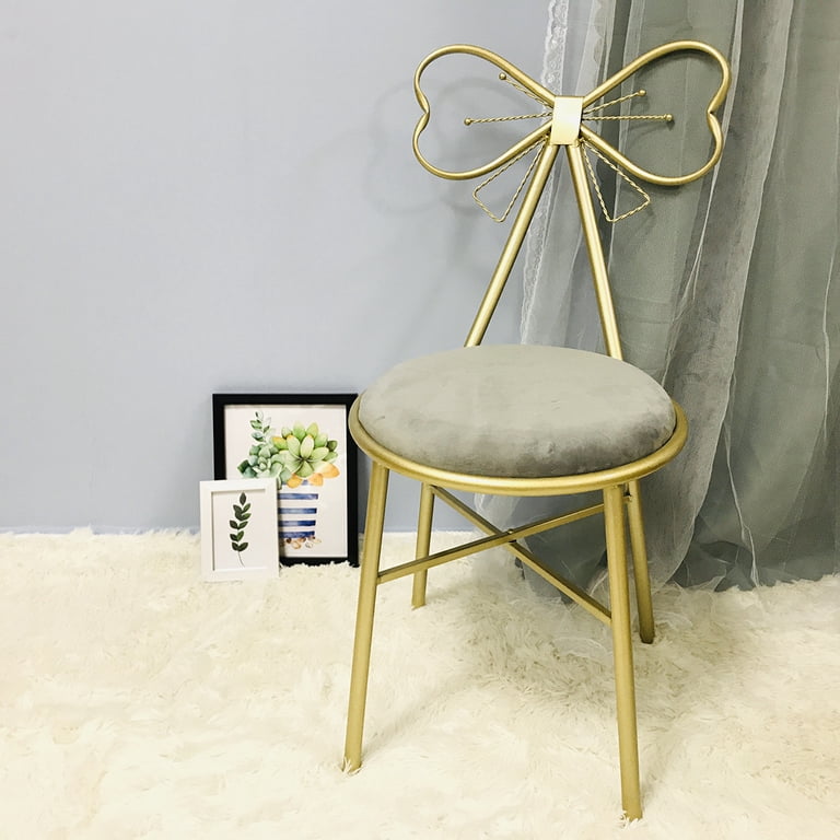 metal dressing table stool Wudkey Black Alloy Steel 17.7 in. Tall Leather Makeup Vanity Stool with Metal X-Leg and Thick Padded Saddle Seat SH9Z23_3