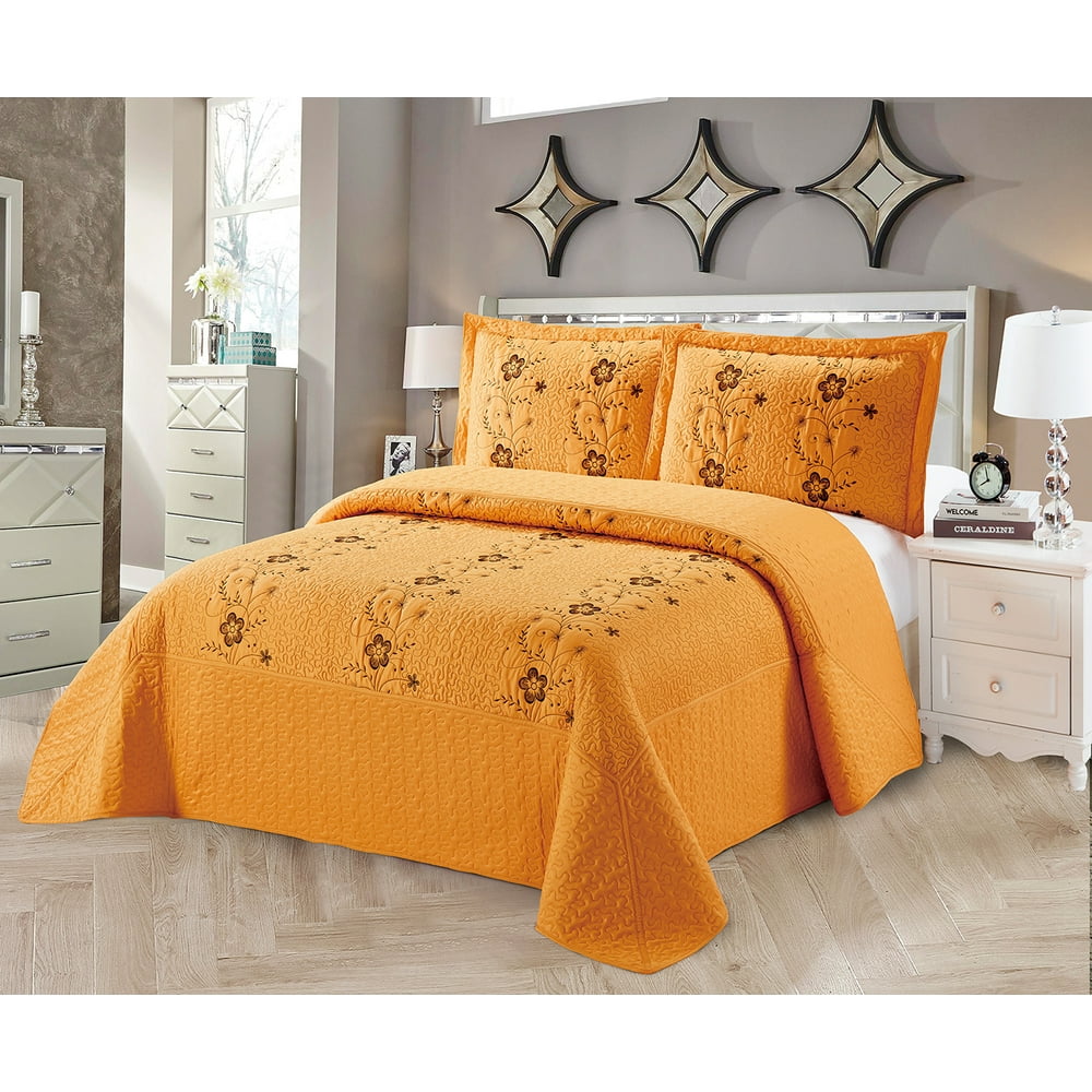 Golden Linens Over Size 3 pieces Solid Color Embroidery ...