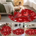 thumbnail image 5 of Round Rugs 7Ft, Valentine's Cardinal Round Area Rug Washable Indoor Throw Carpet, Red Love Heart Birds Country Wooden Large Non Slip Circle Rug for Dining Room Playroom Home Decor Aesthetic, 5 of 8