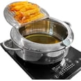 thumbnail image 1 of Deep Fryer Pot (°F), 11"/4.4Qt (4.2 L) Extra Large Tempura Frying Pot with Lid, 304 Stainless Steel Fry Pot with Fahrenheit Thermometer and Oil Drip Drain Rack, 1 of 7
