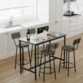 thumbnail image 2 of Segmart Bar Table Set, Modern 5-Piece Bar Table Set with PU Upholstered Stools, 35.43" Counter Height Table & Backrest Stools for Kitchen, Bar & Small Spaces,Grey, 2 of 8