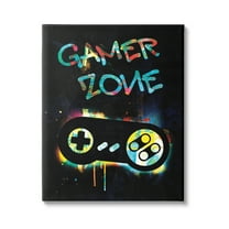 Stupell Industries Gamer Zone Vintage Controller Neon Paint Splatter Graphic Art Gallery Wrapped Canvas Print Wall Art, Design by Victoria Barnes