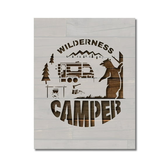 Wilderness Camper RV Stencil Template Reusable 8.5 x 11 Inches for Painting on Walls, Wood, Arts and Crafts by Stencilville