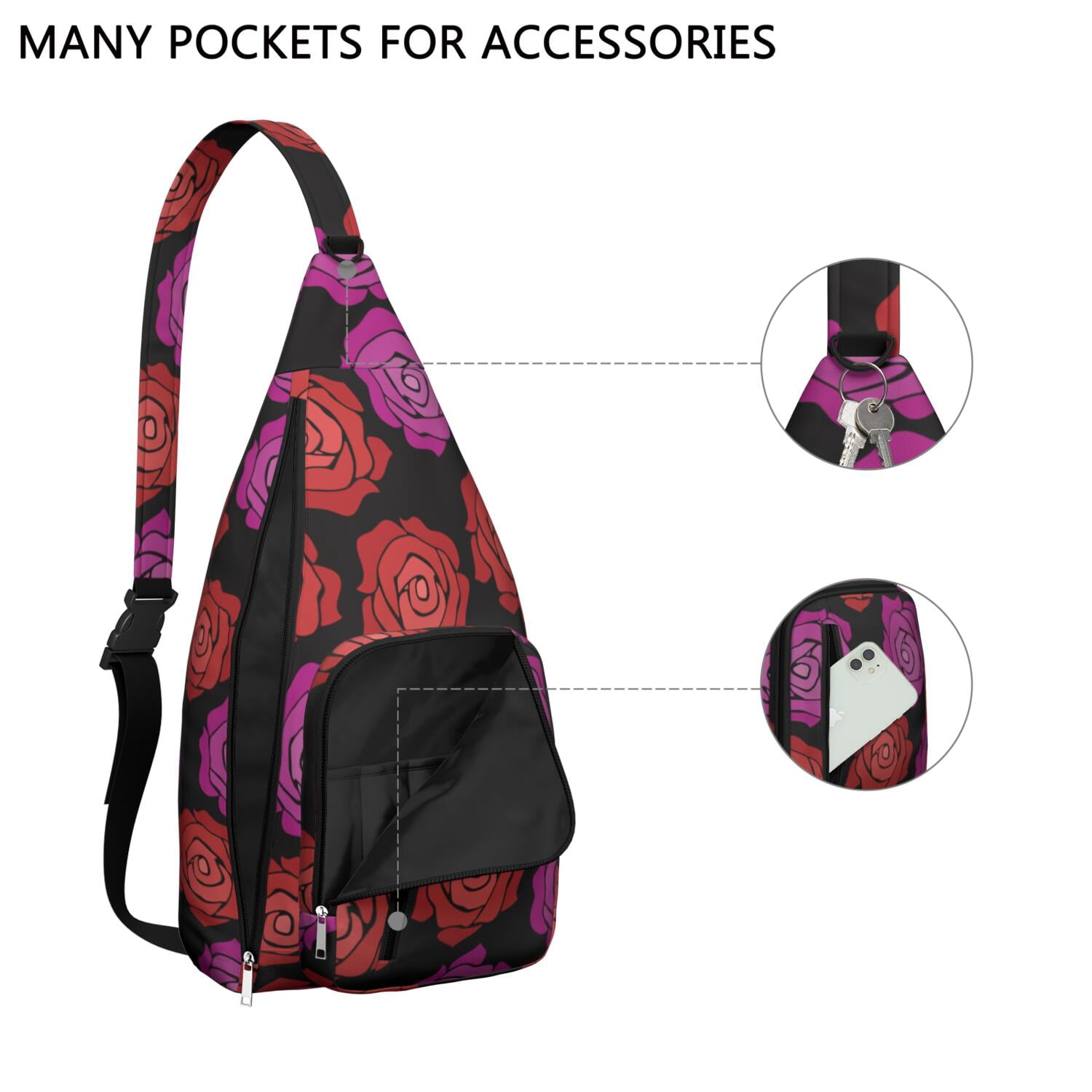 Durable Breathable Sling Bag with Sunflower Pattern for Tactical Use