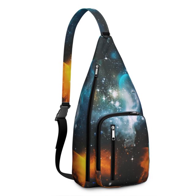Universe Shoulder Backpack - Cosmic Star Field Pattern with Glow-in-the-Dark Details, Lightweight Anti-Theft Daypack