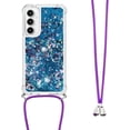 thumbnail image 6 of for Samsung Galaxy S23 FE Clear Case with Crossbody Lanyard, Glitter Sparkly Bling Quicksand with Detachable Adjustable Shoulder Neck Strap Cover Cases for Samsung S23 FE QKG Blue, 6 of 14