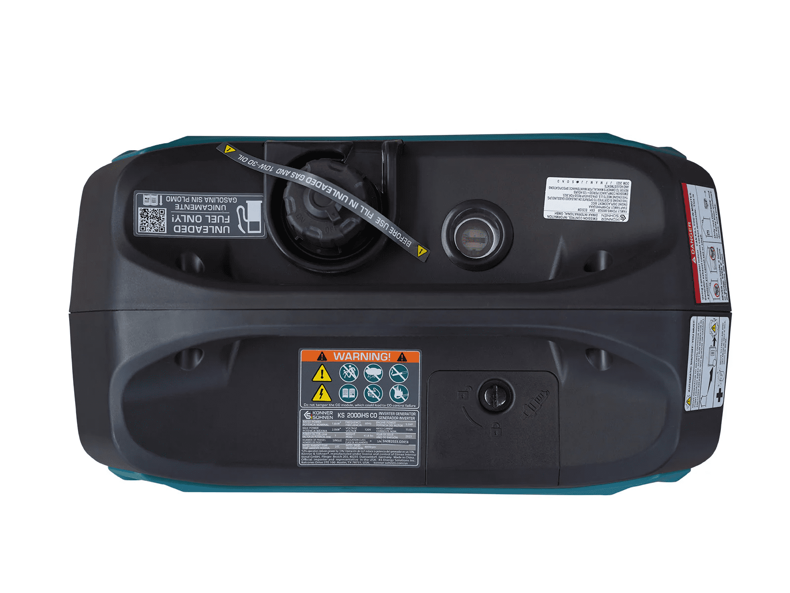 Konner & Sohnen 2000W Portable Inverter Generator Lightweight CO Sensor, Fuel-Efficient Technology, LPG/Gasoline for Camping Outdoor Home Backup