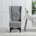thumbnail image 2 of High Back Armless Chair, Tufted Fabric Accent Chair Retro Throne Chair Wingback Sofa Chair with Birch Wood Legs Bedroom Vanity Makeup Room Sunroom Lounge Living Room Furniture (Gray), 2 of 9