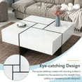 thumbnail image 3 of MAYEERTY Unique Design Coffee Table with 4 Hidden Storage Compartments, Square Cocktail Table with Extendable Sliding Tabletop, UV High-Gloss Center Table for Living Room, 31.5"x 31.5",White, 3 of 9