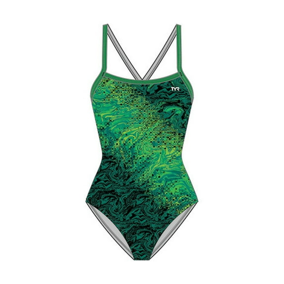 TYR Womens Chroma Diamondfit One Piece (Green, 40)
