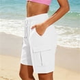 thumbnail image 6 of biudgviw Women's Sweat Shorts with Multi Pockets Drawstring Elastic Waist Cargo Shorts Comfy Textured Baggy Shorts for Gym Workout, 6 of 7
