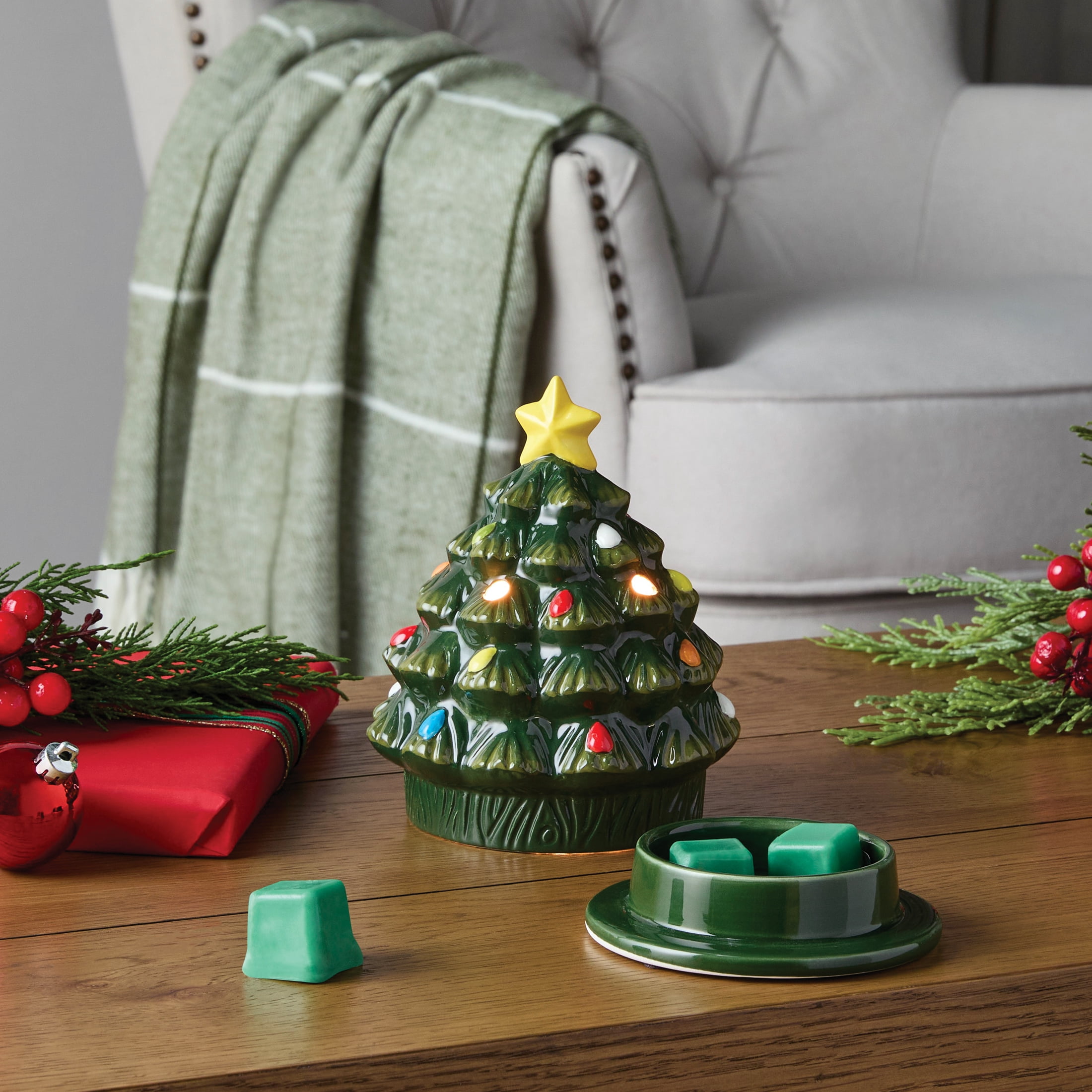 Mainstays Ceramic LED Fragrance Wax Melt Warmer, Christmas Tree