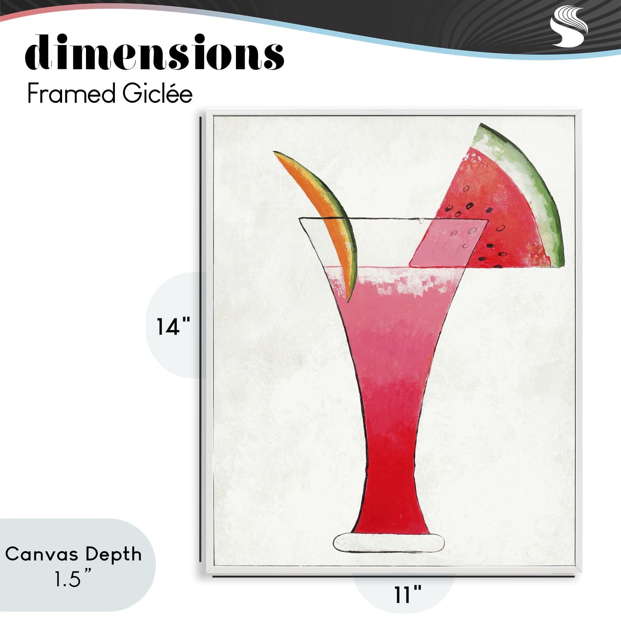 Stupell Industries Summer Cocktail Watermelon Slice White Framed Giclee Art, design by Lorenzo Collective