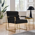 thumbnail image 2 of Inspired Home AC195-10BK-UE Makynlee Upholstered Stainless Steel Accent Chair, Black & Gold, 2 of 17