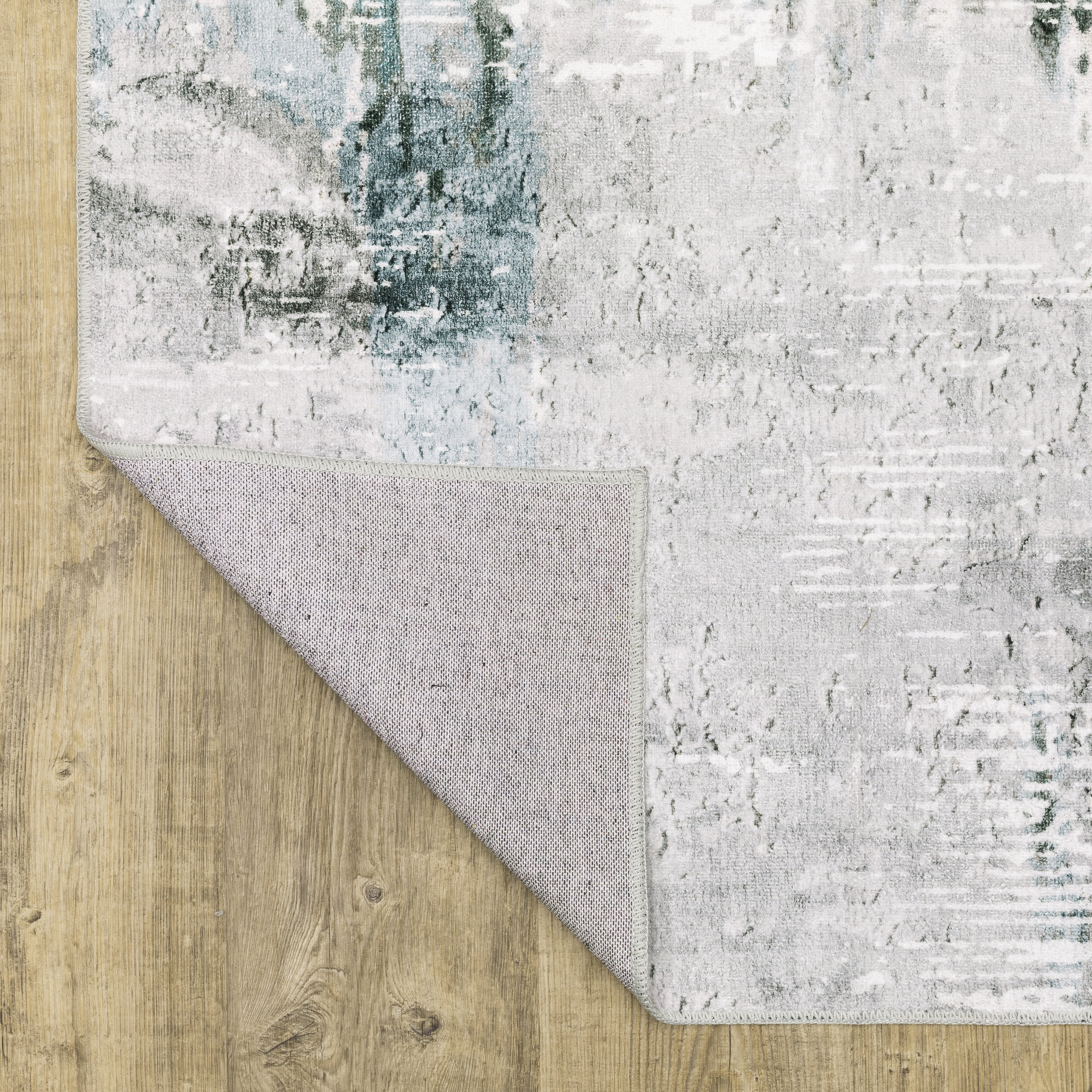 Avalon Home Marlowe Washable Modern Abstract Grey/ Teal Indoor Area Rug
