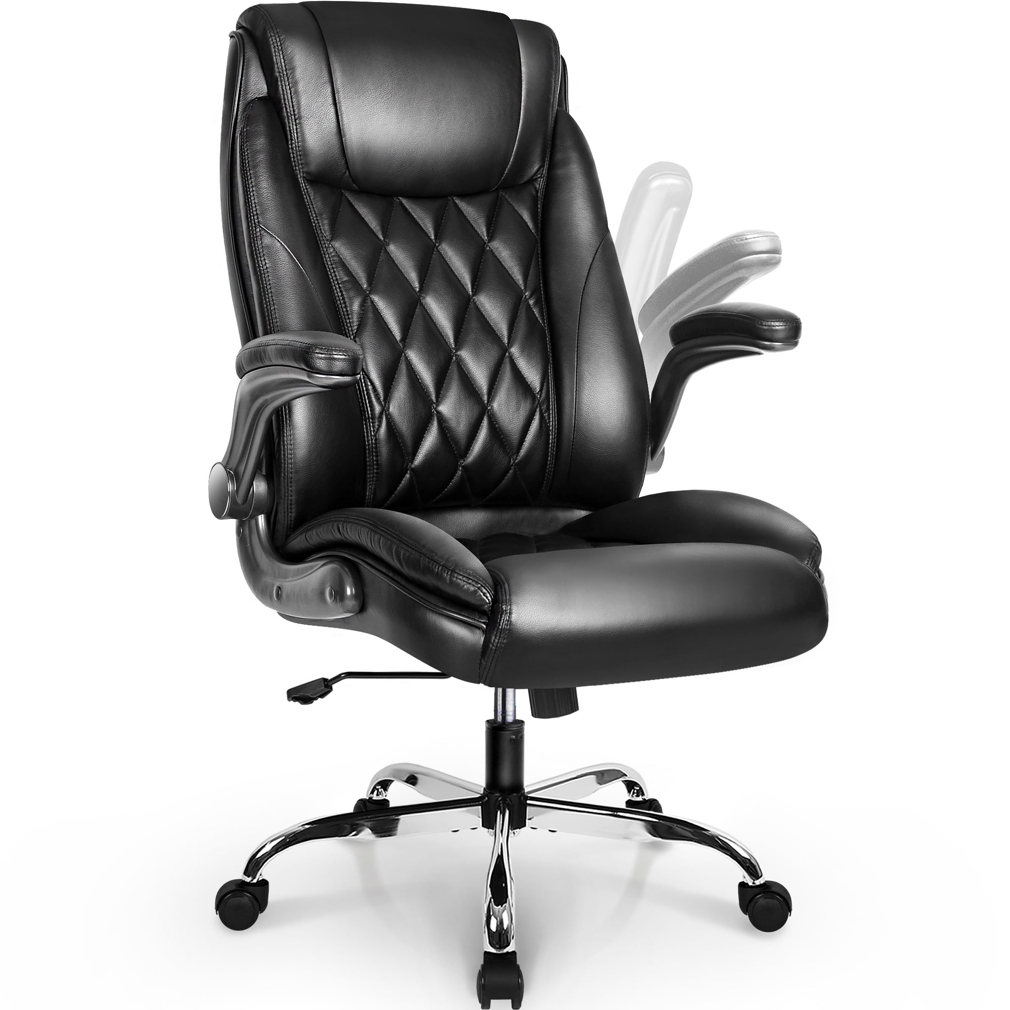 Neo Chair Chairman Ergonomic High Back Leather Computer Desk Executive Office Chair, Black eX