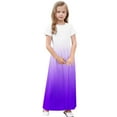 thumbnail image 5 of Girls Maxi Dresses with Pockets Teens Kids Short Sleeve Crewneck High Waisted Gradient Printed Pleated Beach A-Line Dress Size 4-14, 5 of 8