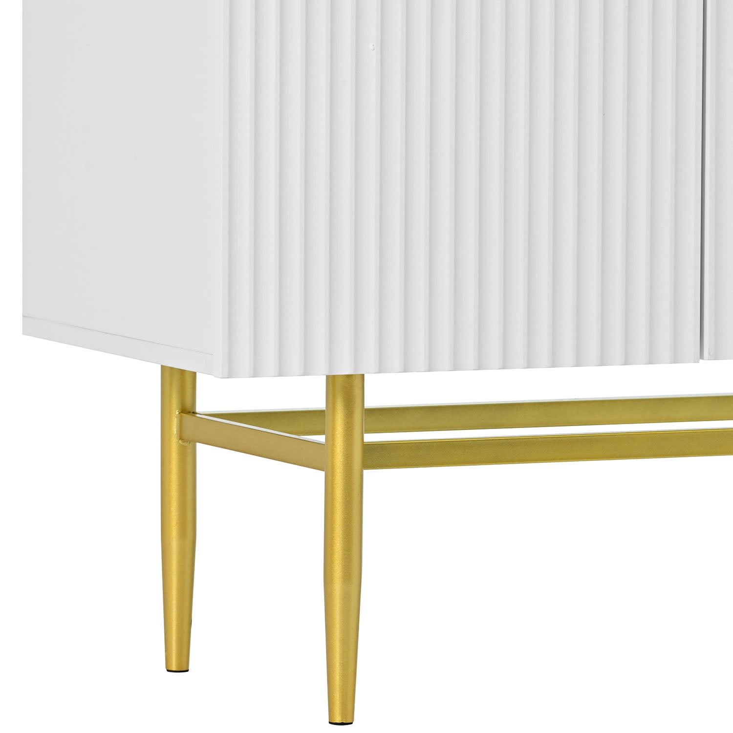 Kepooman 60" 4 Doors Buffet Cabinet, Storage Sideboard Buffet Cabinet with Gold Metal Handle for Living Room, White Kepooman 60" 4 Doors Buffet Cabinet, Storage Sideboard Buffet Cabinet with Gold Metal Handle for Living Room, White