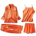 thumbnail image 4 of Seductiva women's pajama sets Satin Pyjamas Women's Short 4 Piece Pyjamas Short Sleeve Sleepwear and Shorts Set Women Sets Leisure Suit Loungewear, 4 of 4