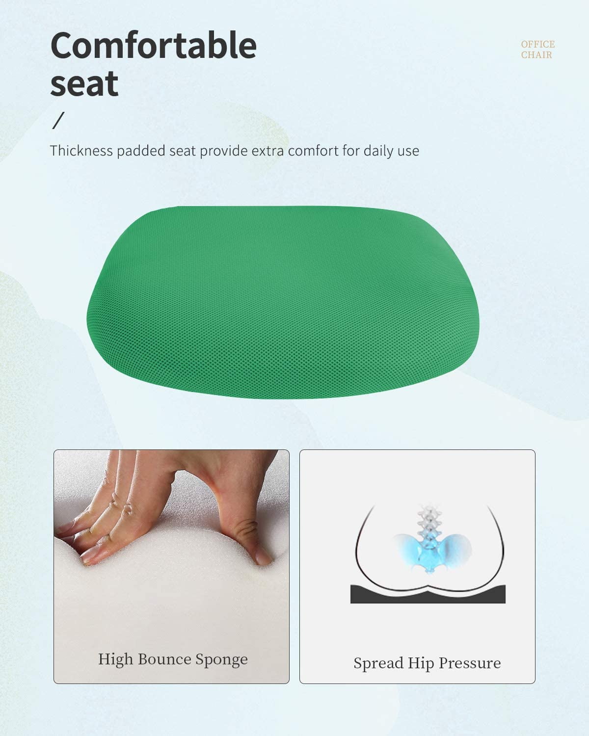 PayLessHere  Ergonomic Office Chair, Lumbar Support, Adjustable Height with Armrests for Adults(Green)