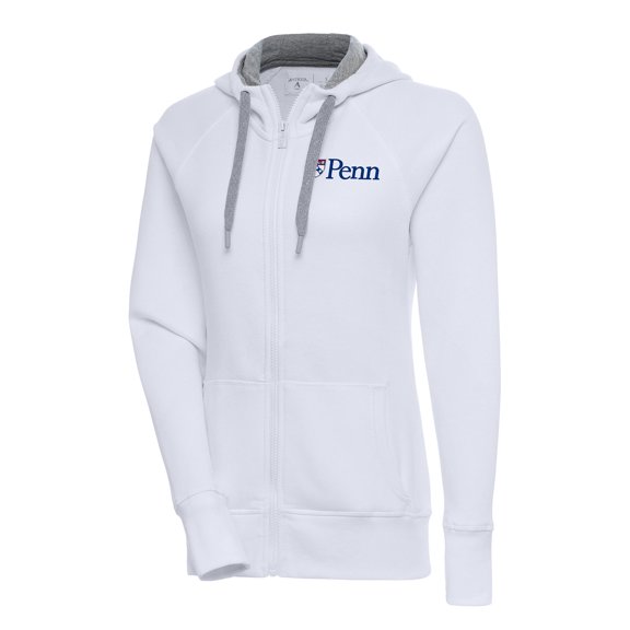 Women's Antigua White Pennsylvania Quakers Victory Full-Zip Hoodie