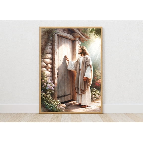 Jesus At The Door Print Christian Wall Art Decor, Unframed Paper Poster 8x10in
