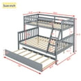 thumbnail image 2 of Harper & Bright Designs Detachable Bunk Bed Twin Over Full with Trundle, Wood Bunk Bed with Ladder and Guardrail, Separate into 2 Beds, Grey, 2 of 12
