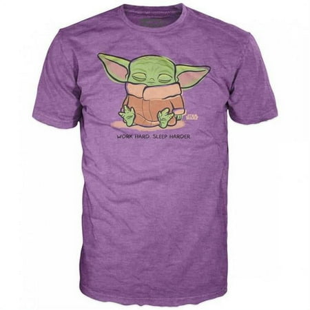 The Mandalorian 803135-XXXL The Mandalorian Baby Yoda Work Hard Sleep Harder Purple T-Shirt - 3XL